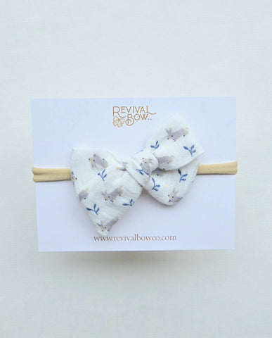 Small Pinwheel Bow on Headband • Tiny Bunnies • Easter Bows - Lulu Bella Boutique
