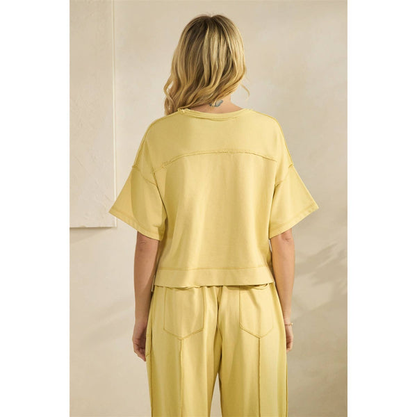 Cropped Lounge Set: Yellow / M - Lulu Bella Boutique