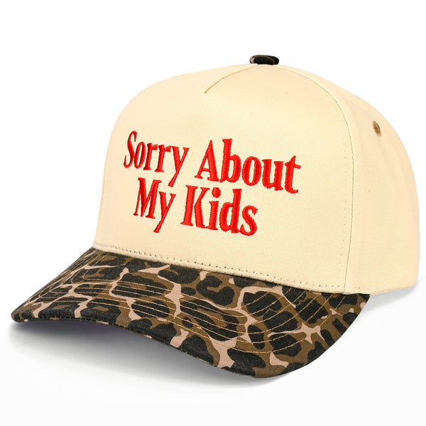 C.C SORRY ABOUT MY KIDS Letter Two Tone Trucker Hat: Black - Lulu Bella Boutique
