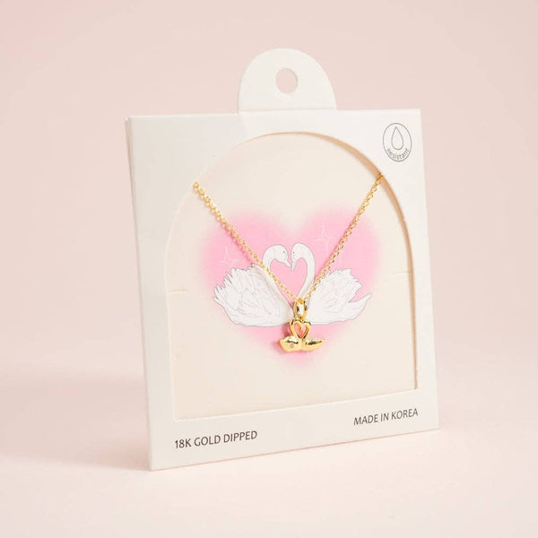 18K Gold Dipped Swan Heart Necklace: 18K Gold / ONE