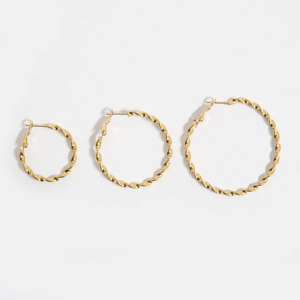 18K Gold PVD Stainless Steel Twist Hoop Earrings: Gold / 40mm