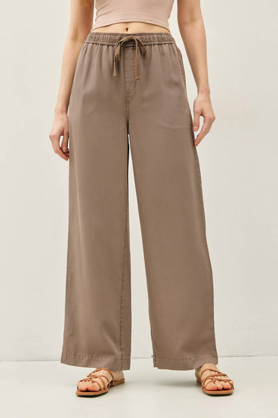 TENCEL WIDE LEG PANTS: MOCHA - Lulu Bella Boutique