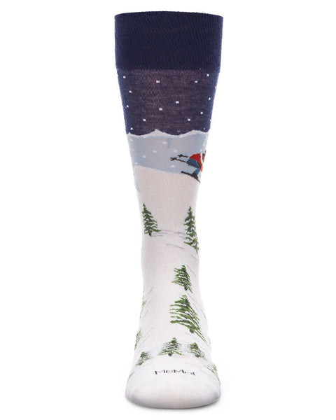 Mountain Skier Bamboo Men's Crew Socks: Navy Blazer / 10 13