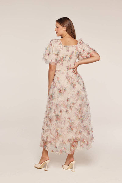 Ruffle Floral Maxi Dress: Peach / S - Lulu Bella Boutique