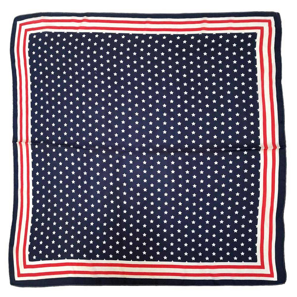 Classic Patriotic Star Pattern Print Square Scarf: Red