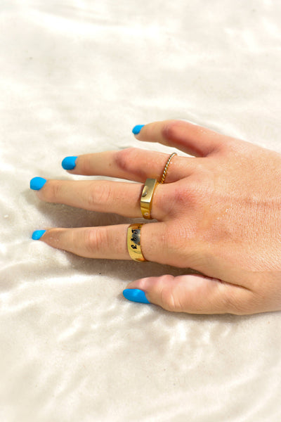 Stainless Steel Blank Gold Ring: 8 / 4mm