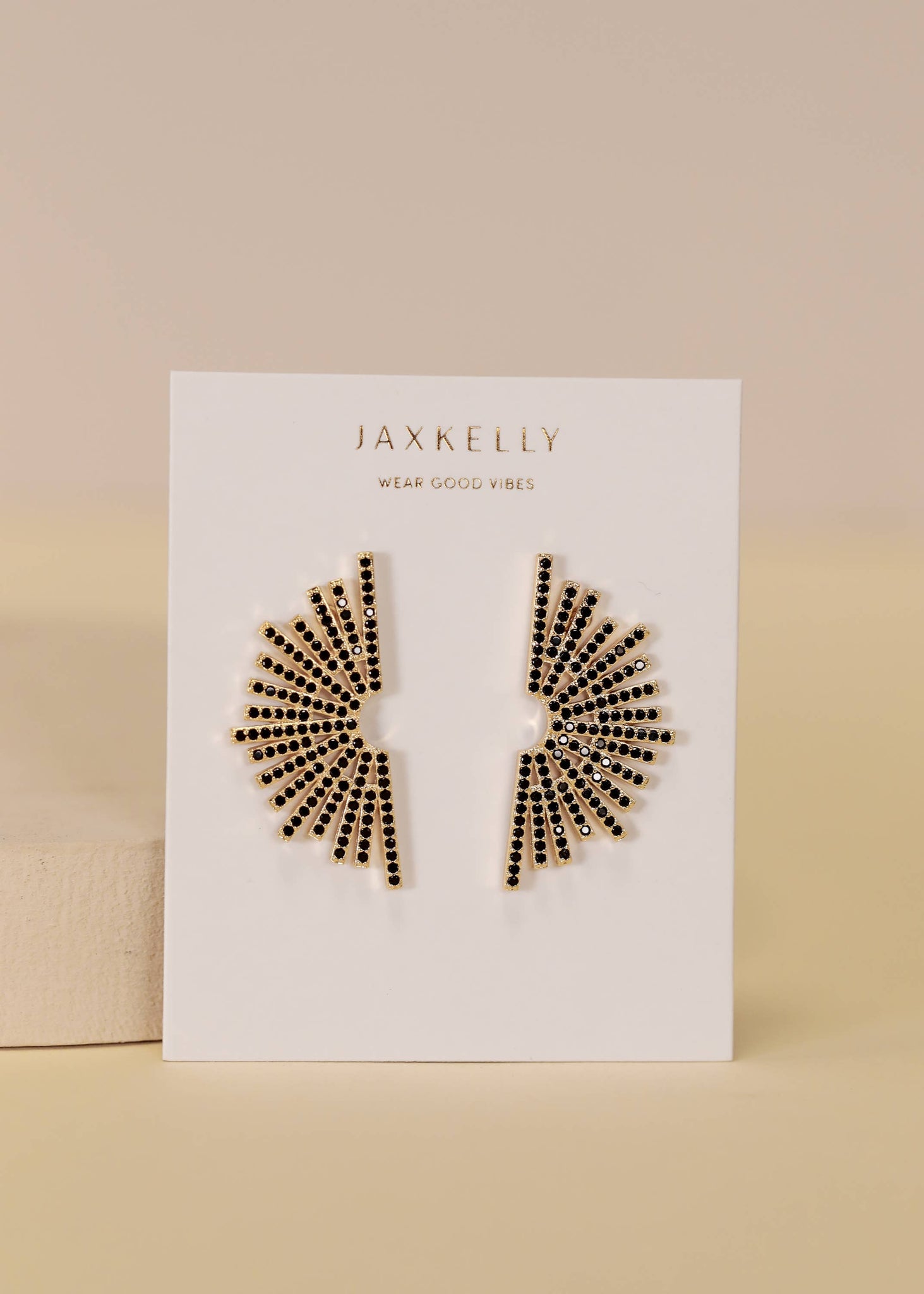 Celestial - Black Sunburst - Gold Earrings