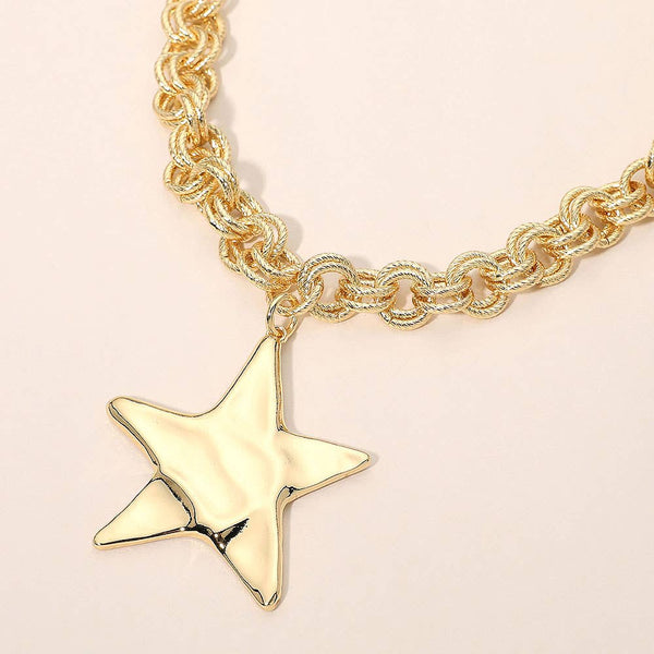 Metal Star Pendant Chunky Chain Necklace