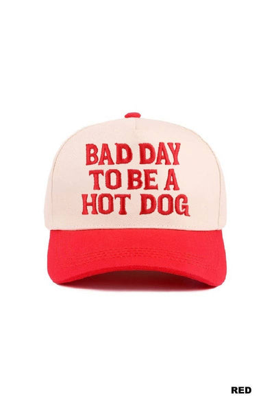 Bad Day To Be A Hot Dog Two Tone Cotton Hat: RED