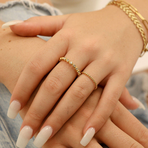 Stainless Steel Braided Stacking Ring - Hypoallergenic: Gold / 9