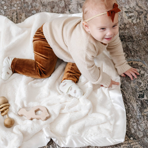 SATIN BORDER RECEIVING BLANKETS: Gray - Lulu Bella Boutique