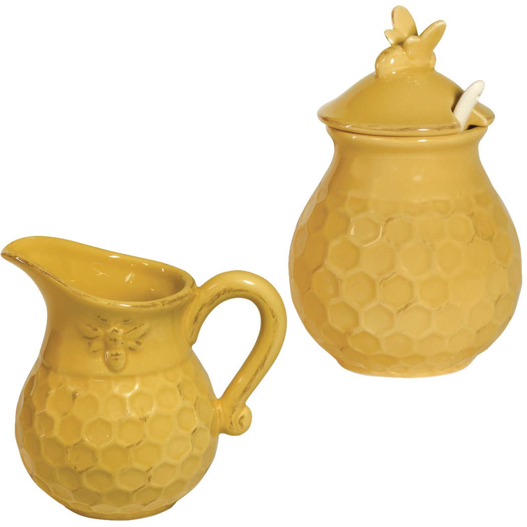 Honeycomb Ceramic Cream & Sugar Set - Lulu Bella Boutique