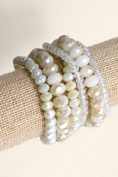 GLASS BEADED STRETCH BRACELET SET | 51B3032706: LAVENDER - Lulu Bella Boutique