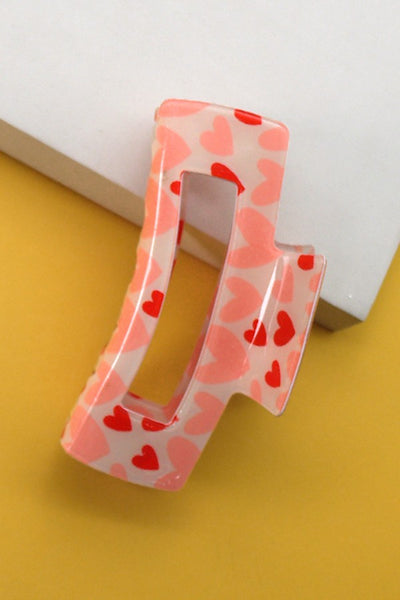 Heart Printed Claw Clip