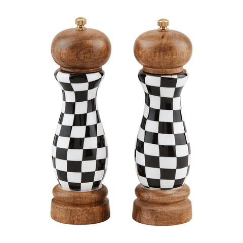 Checked Salt & Pepper Grinders Set