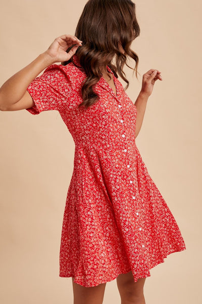 Collared Button Down Cotton Mini Dress - Lulu Bella Boutique