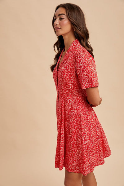 Collared Button Down Cotton Mini Dress - Lulu Bella Boutique