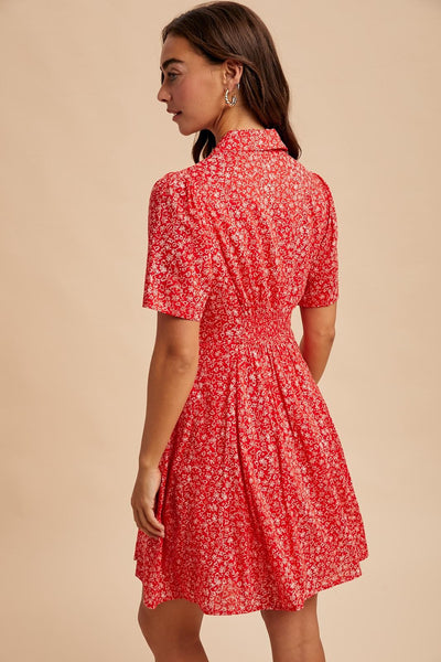 Collared Button Down Cotton Mini Dress - Lulu Bella Boutique