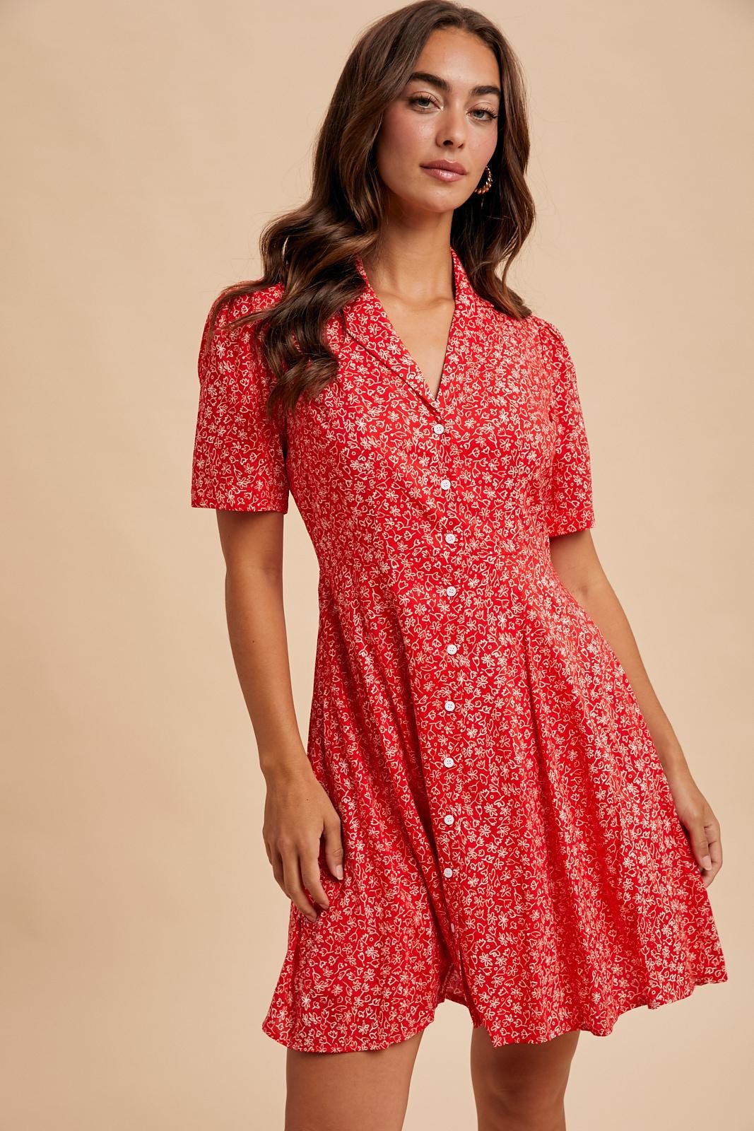 Collared Button Down Cotton Mini Dress - Lulu Bella Boutique