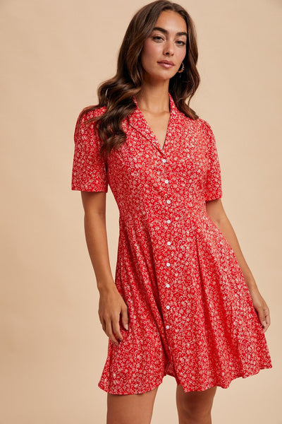 Collared Button Down Cotton Mini Dress - Lulu Bella Boutique