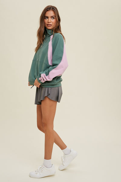 Colorblock Half Zip Sweater