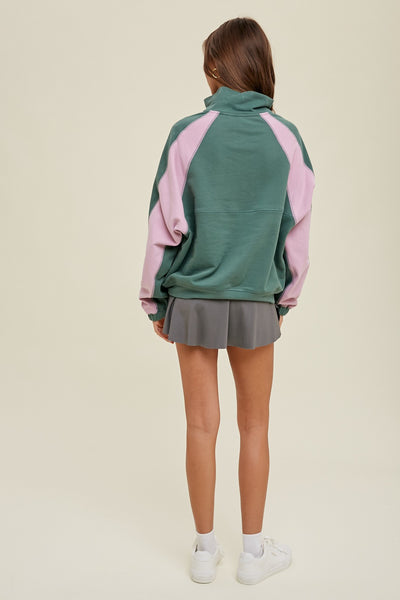 Colorblock Half Zip Sweater