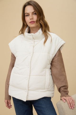 Oversized Snap Button Puffer Vest
