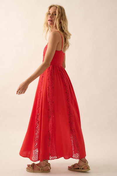 Crochet Lace And Crepe Paneled Maxi Dress - Lulu Bella Boutique