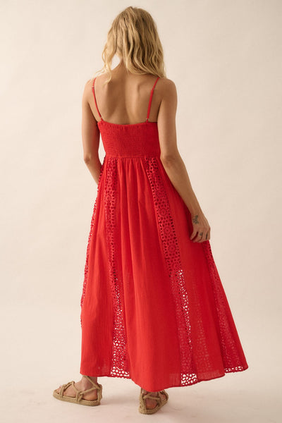 Crochet Lace And Crepe Paneled Maxi Dress - Lulu Bella Boutique