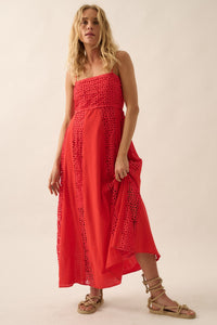 Crochet Lace And Crepe Paneled Maxi Dress - Lulu Bella Boutique