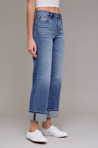 Mid Rise Cuffed Wide Straight - Lulu Bella Boutique