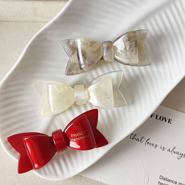 Sweet Bow Acetate Hair Clip – Double-Layer Side_CWAHA07201: Red / (OS) 1 - Lulu Bella Boutique