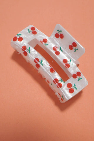 JUMBO CHERRY BOW RECTANGLE HAIR CLAW CLIPS | 40H824: CHERRY