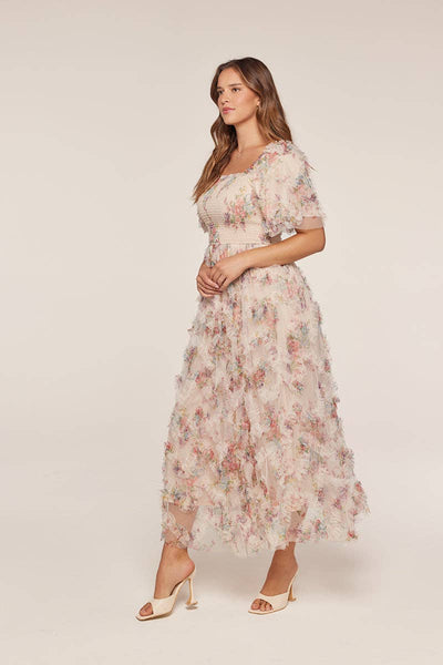 Ruffle Floral Maxi Dress: Peach / S - Lulu Bella Boutique