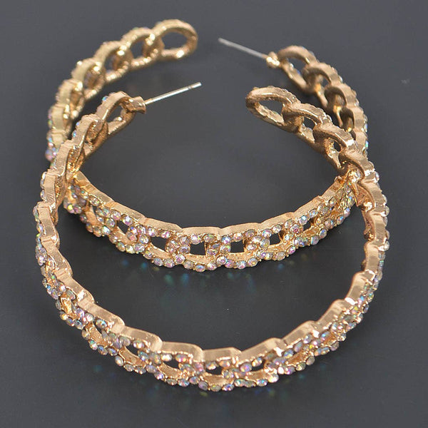 Rhinestone Hoop Earring: Gold Clear