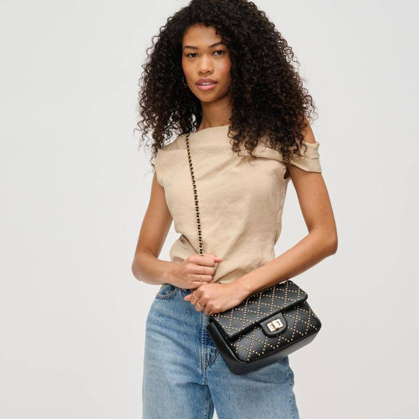 Avery Studded Crossbody: Chocolate - Lulu Bella Boutique