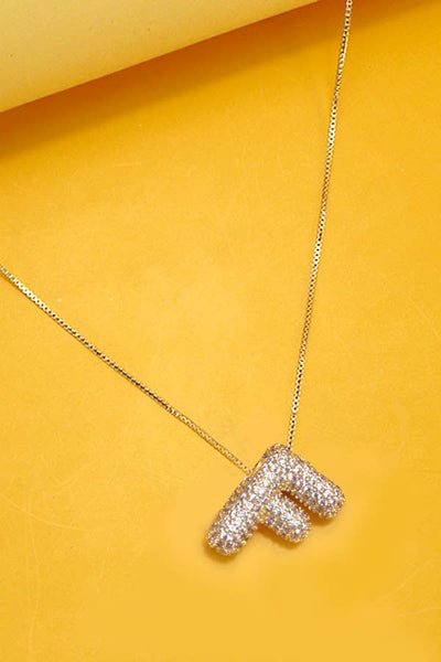 INITIAL PAVE RHINESTONE BUBBLE BALLOON NECKLACE | 80N751: L