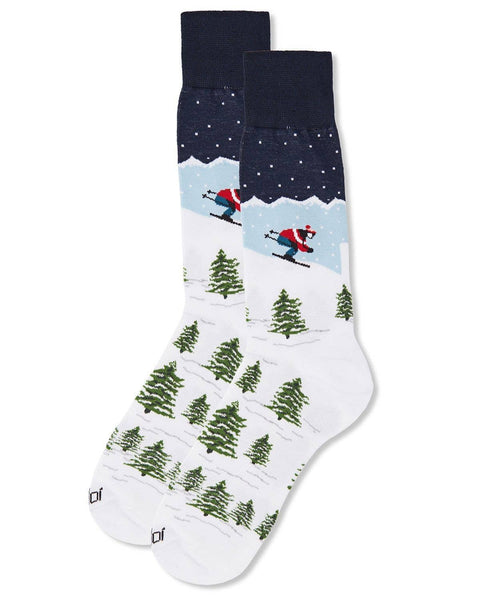 Mountain Skier Bamboo Men's Crew Socks: Navy Blazer / 10 13