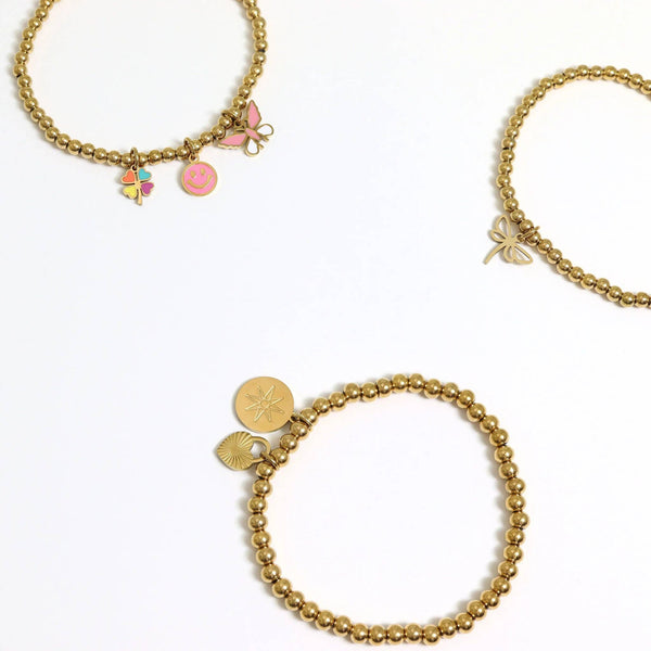 Gold Beaded Stretch Bracelet: 4mm - Lulu Bella Boutique