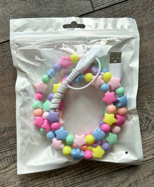 Stars Beaded Phone Charger with Lightning & USB-C Cable - Lulu Bella Boutique