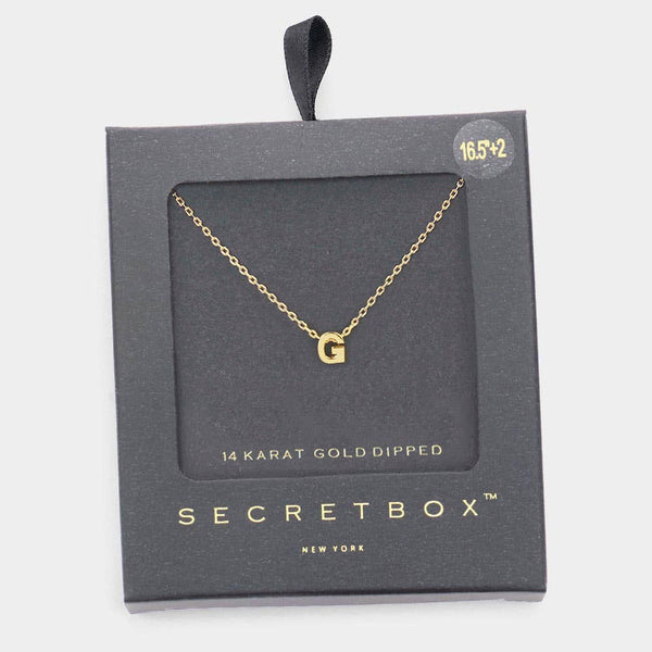 SECRET BOX_14K Gold Dipped Initial Monogram Pendant Necklace: ~C~
