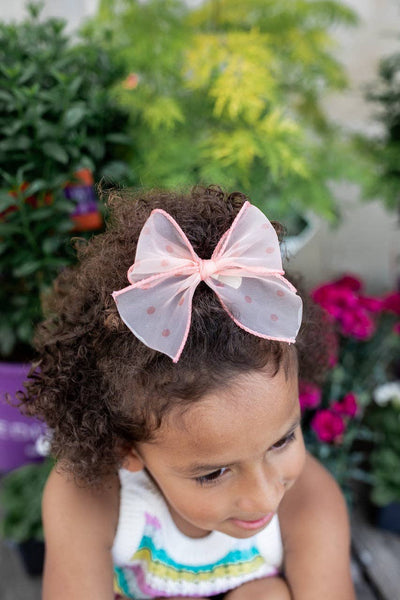 Coral Dot | Ribbon Bow: Alligator Clip