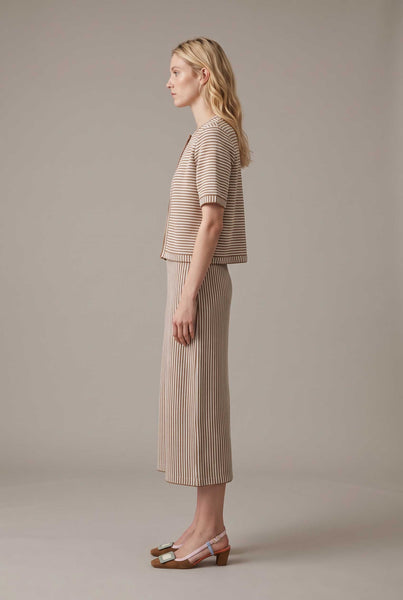 Striped Layered- Look Maxi Dress: KHAKI/ CREAM