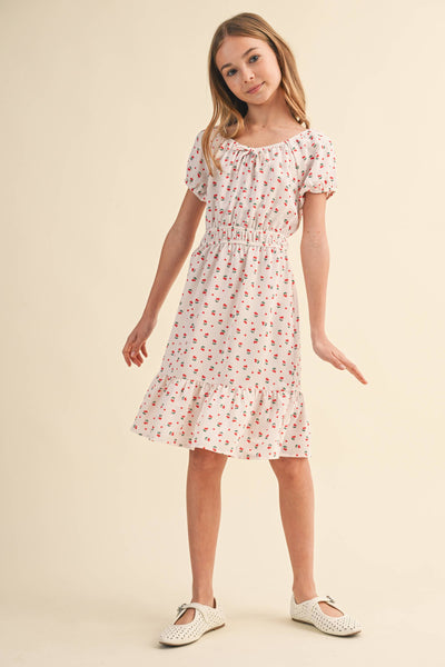 TWEEN KIDS GIRLS PUFF SLV JULIETTE WAIST TIERED DRESS (7-12): 7 - Lulu Bella Boutique