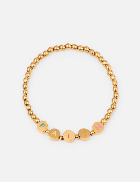 Gold Faith Letter Bracelet: Small - Lulu Bella Boutique