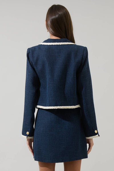 Persis Floss Tweed Blazer: Navy