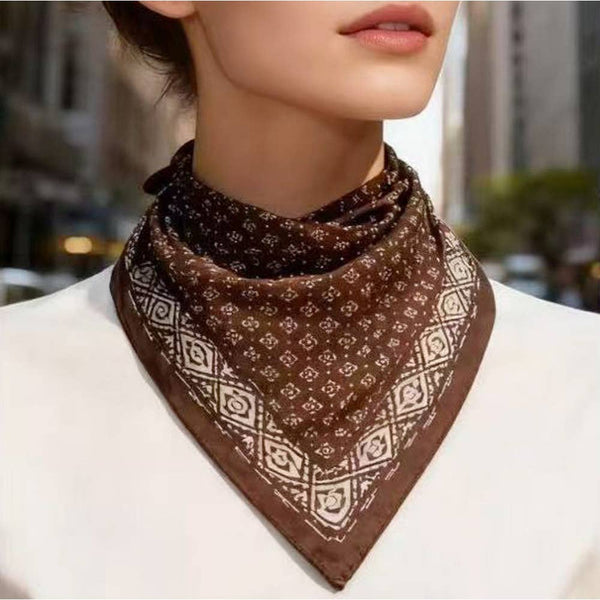 PATTERN SILK LIKE SILKY BANDANA SQUARE NECK SCARF, LVSC 266: BK - Lulu Bella Boutique