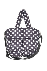 Black and White Polka Dot Wholesale Mini Puffer Tote Bag: Black - Lulu Bella Boutique