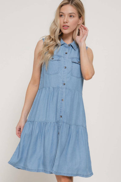 Sleeveless Button Down Lyocell Dress