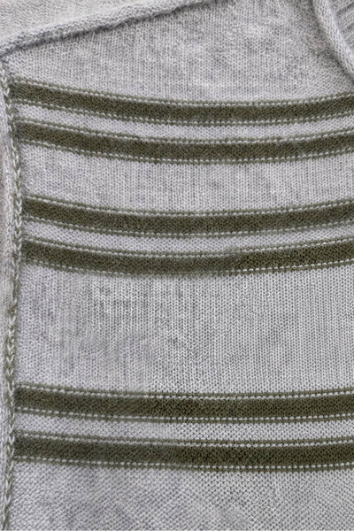 Soft Touch Striped Wide Sleeve Sweater: HEATHER GREY/OLIVE